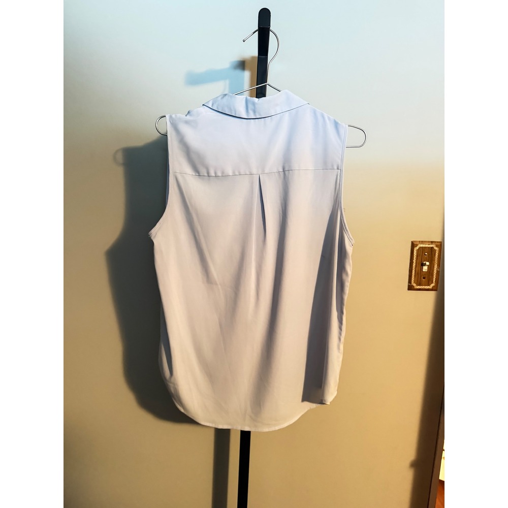 Tommy Hilfiger Womens Light Blue Sleeveless Ruffle Button Up Blouse Large - Picture 3 of 3